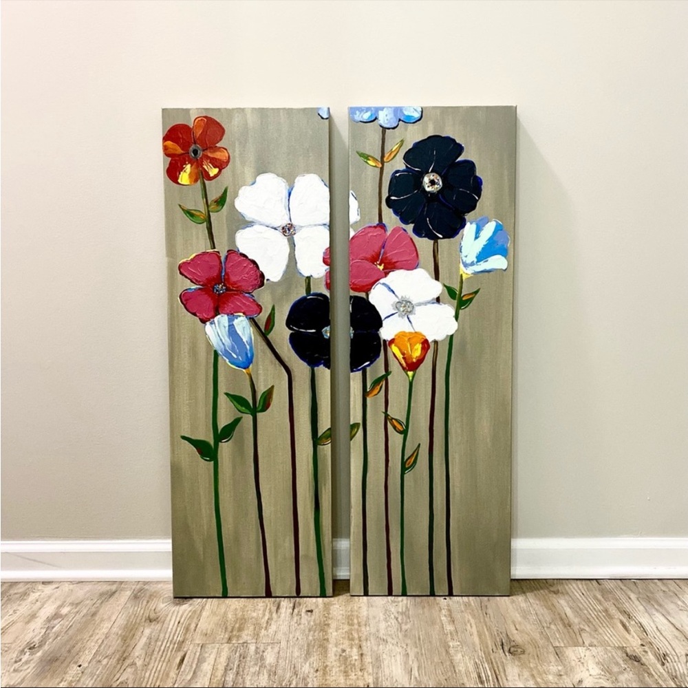 Stem Flowers on a Canvas